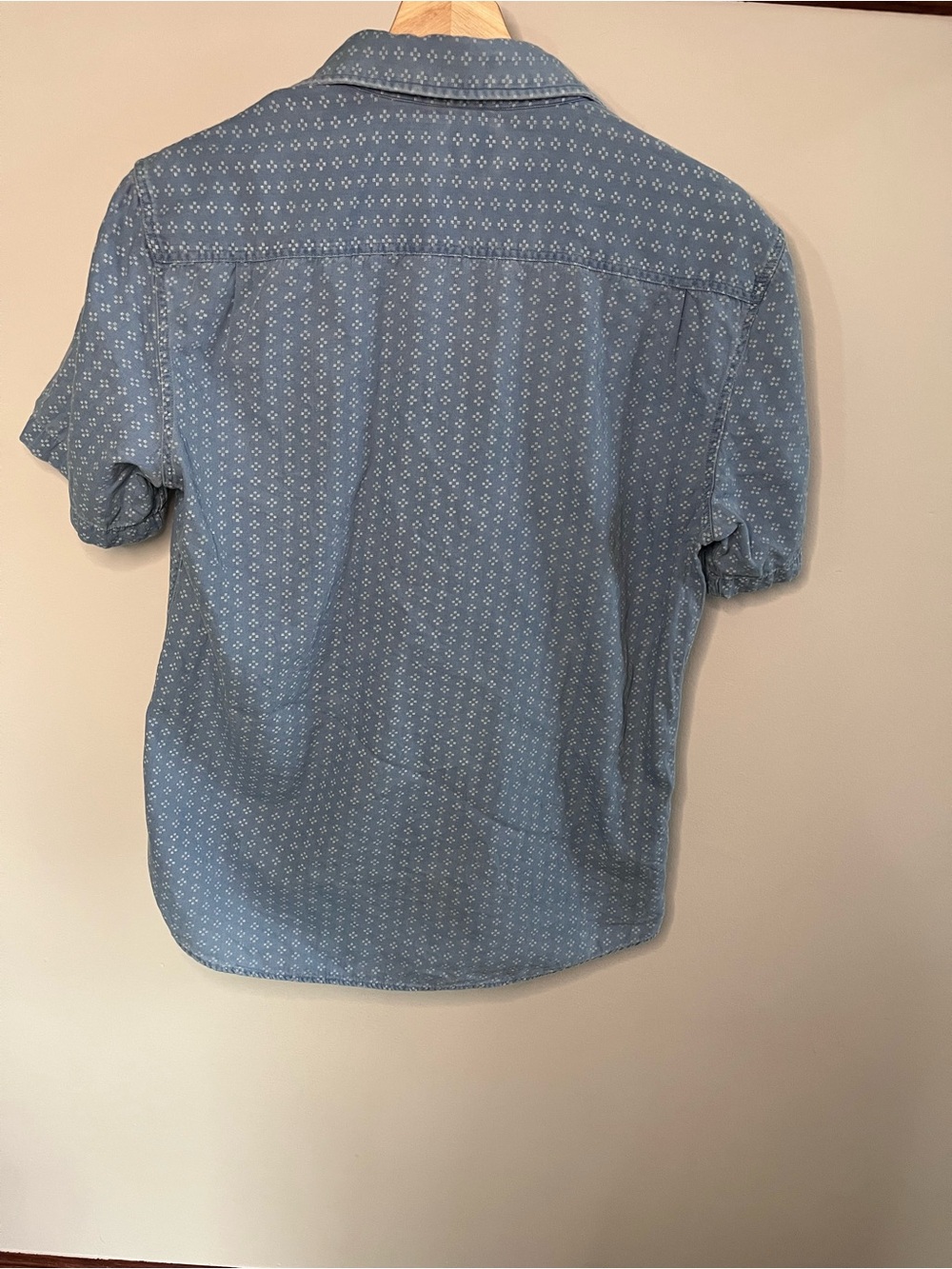 Faherty Brand Mens Blue Indigo Dyed Organic Cotton Geometric Print Shirt Medium - Picture 3 of 8